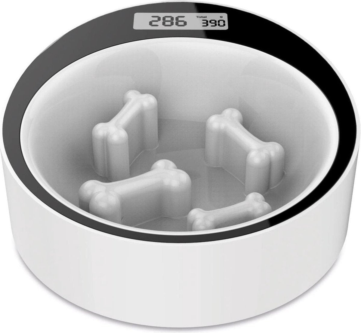 M-Pets Voerbak Slowfeeder Yumi Smart Bowl Zwart-Wit 20 cm