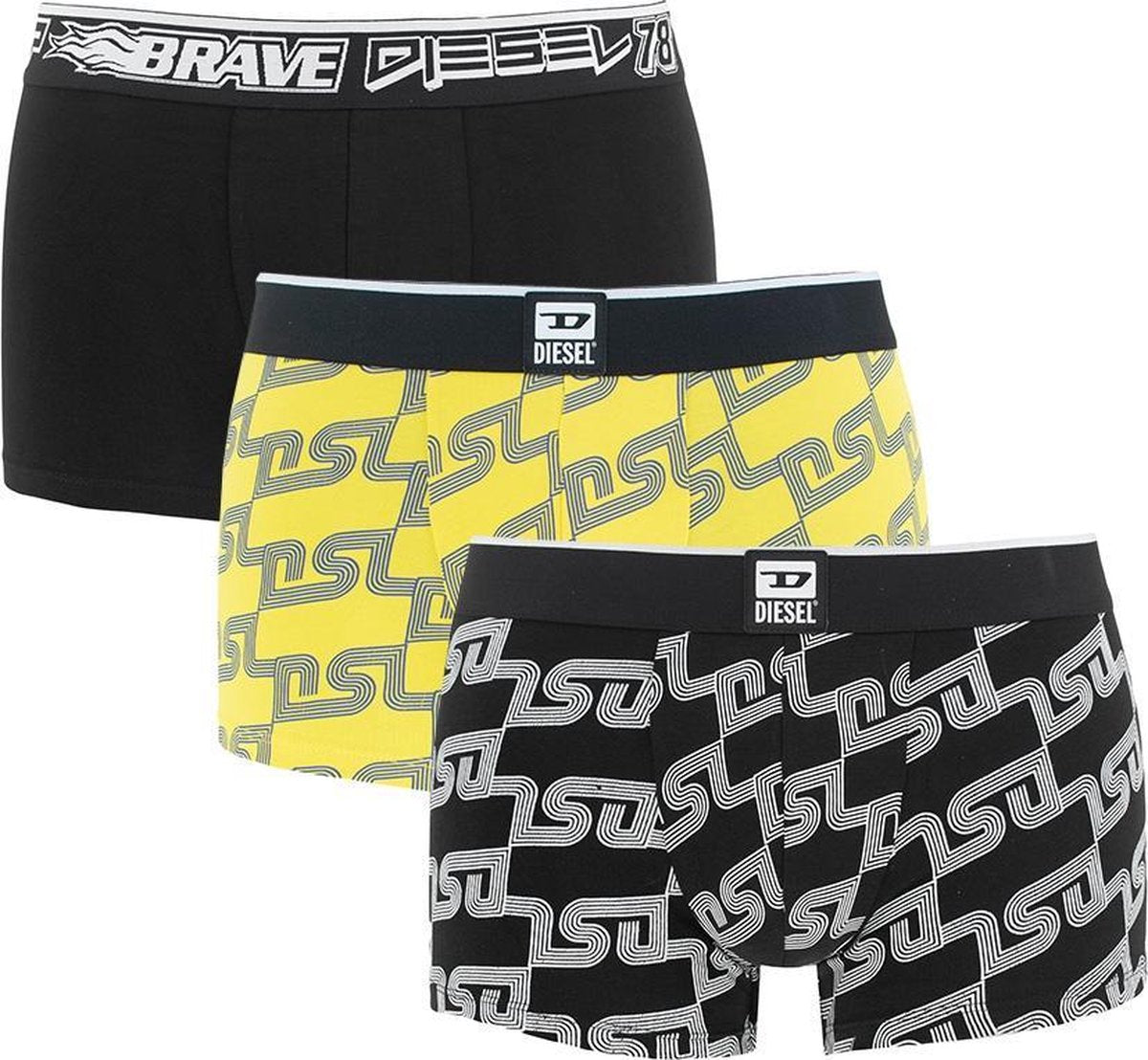 Diesel damien 3P print zwart & geel - L