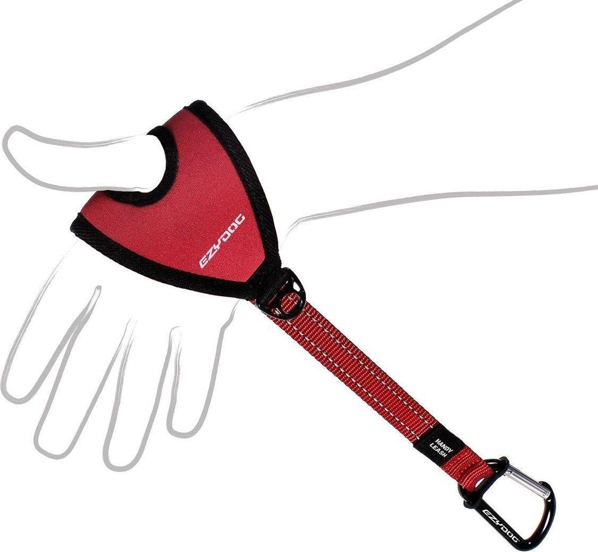 EzyDog Handy Zero Shock hondenlijn - 90/120cm - Zwart/Rood