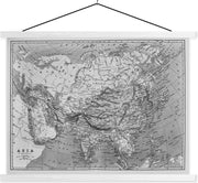 Klassieke wereldkaart zwart wit textielposter latten blank