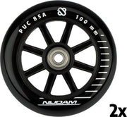Nijdam Stuntstep wielen - 100x24 mm - 2st - Full Black - Zwart/Zilver/Wit