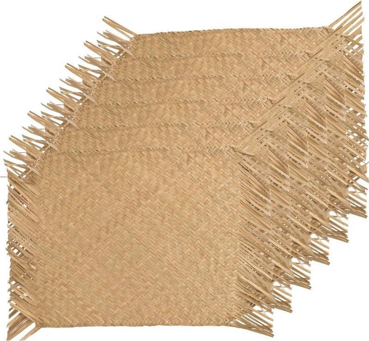 6x Beige/naturel gevlochten placemats 30 x 45 cm rechthoek - Eco/duurzaam thema tafeldecoraties versieringen