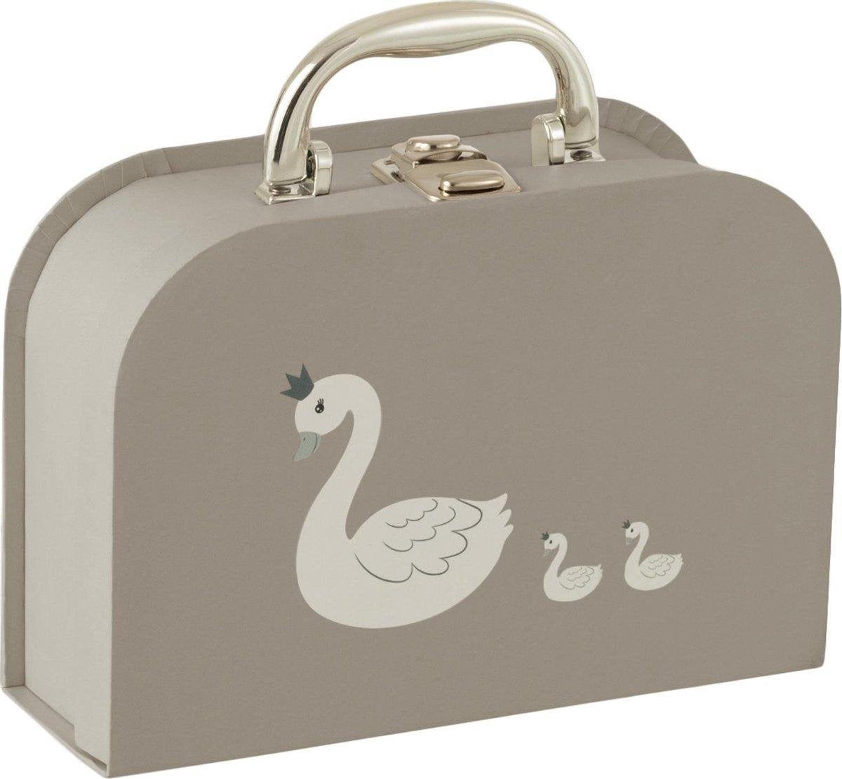 J-Line Koffer Babysouvenir Zwaan Papier Wit/Grijs