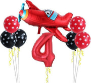 8 delig Ballonpakket met groot vliegtuig en cijfer 4