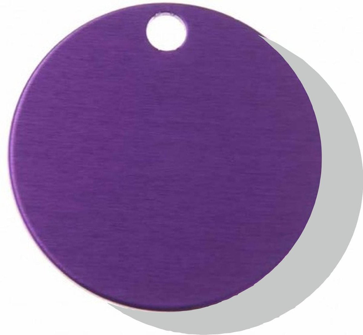Hondenpenning Rond met gat klein violet | 2 zijden graveren | Ø 25 mm