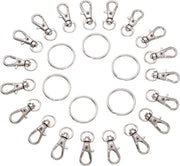 Lovv® - Set Voor Sleutelhangers -Zilverkleurige Karabijn Haak Met Sleutelring -  10 Setjes
