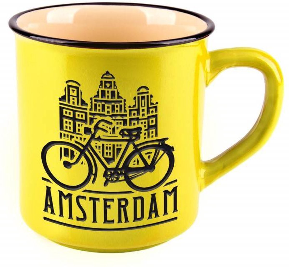 Vintage Mok Amsterdamse Fiets Geel