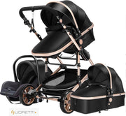 Magic® Luxe Baby Buggy 3 in 1 | Baby Wagen | Kinderwagen met stoel en wieg | Hoge Kwaliteit | Zwart