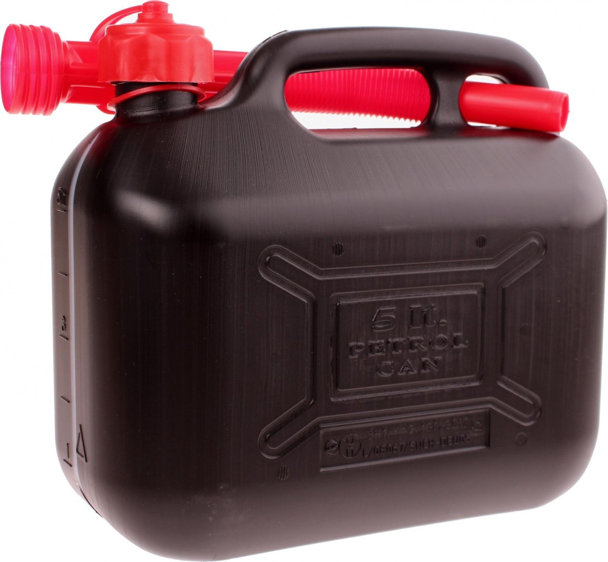 Jerrycan - Benzine - Kunststof - 5 Liter - Met flexibele tuit + anti overloop trechter