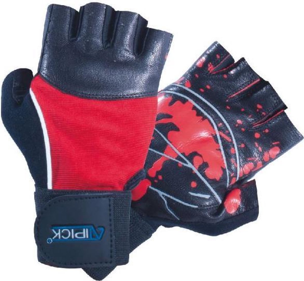 Atipick Fitness-handschoenen Leer/nylon Blauw/rood Maat Xl