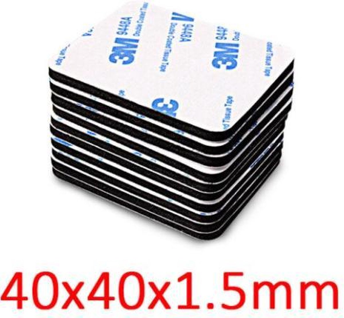 FSW-Products - 3M Dubbelzijdige Stickers - 10 STUKS - Plakkers - Extra Sterk - Ophangen Poster en Foto - Knutselen - 40 x 40 x 1.5 mm - Plakkertjes - Zwart - Klevers - Montage - DIY