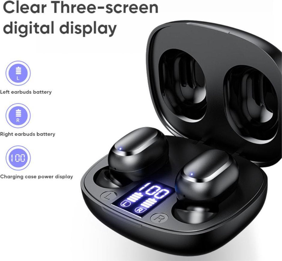 Joyroom Draadloze oordopjes - Waterdicht IPX5 | Earbuds met touch bediening - oplaadcase |Bluetooth 5.0 oortjes| Case met display - Zichtbare batterijniveau