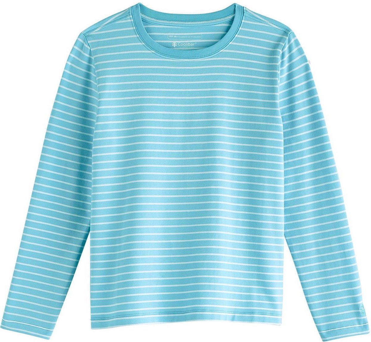 Coolibar - UV Shirt voor kinderen - Longsleeve - Coco Plum - Ijsblauw/wit - maat M (122-134cm)