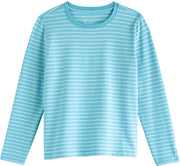 Coolibar - UV Shirt voor kinderen - Longsleeve - Coco Plum - Ijsblauw/wit - maat M (122-134cm)