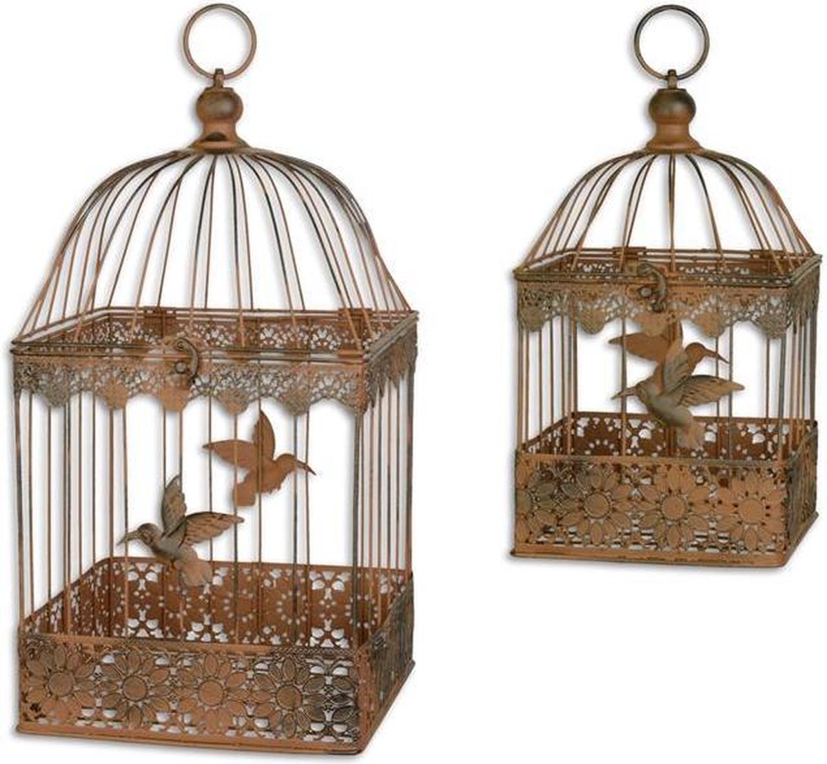 Vogelkooi - IJzeren kooien - Vintage - Set van 2 - 42