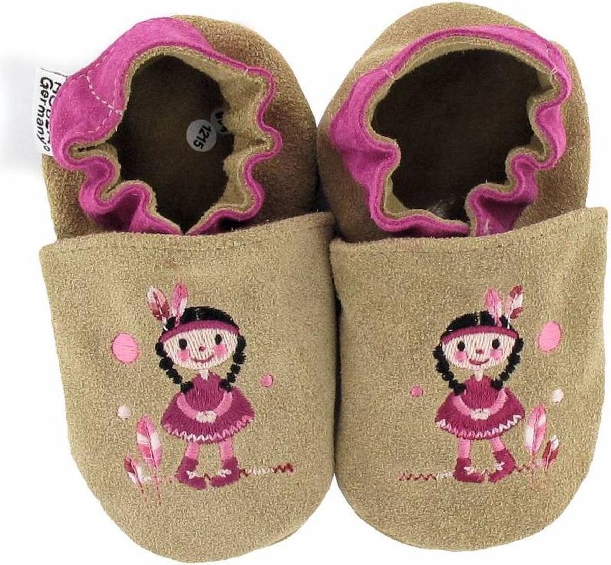 Hobea - babyslofjes - indiaantje - taupe - Maat 16/17