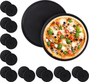 relaxdays 20  x pizzaplaat - antiaanbaklaag - pizzavorm - rond - carbonstaal – grijs