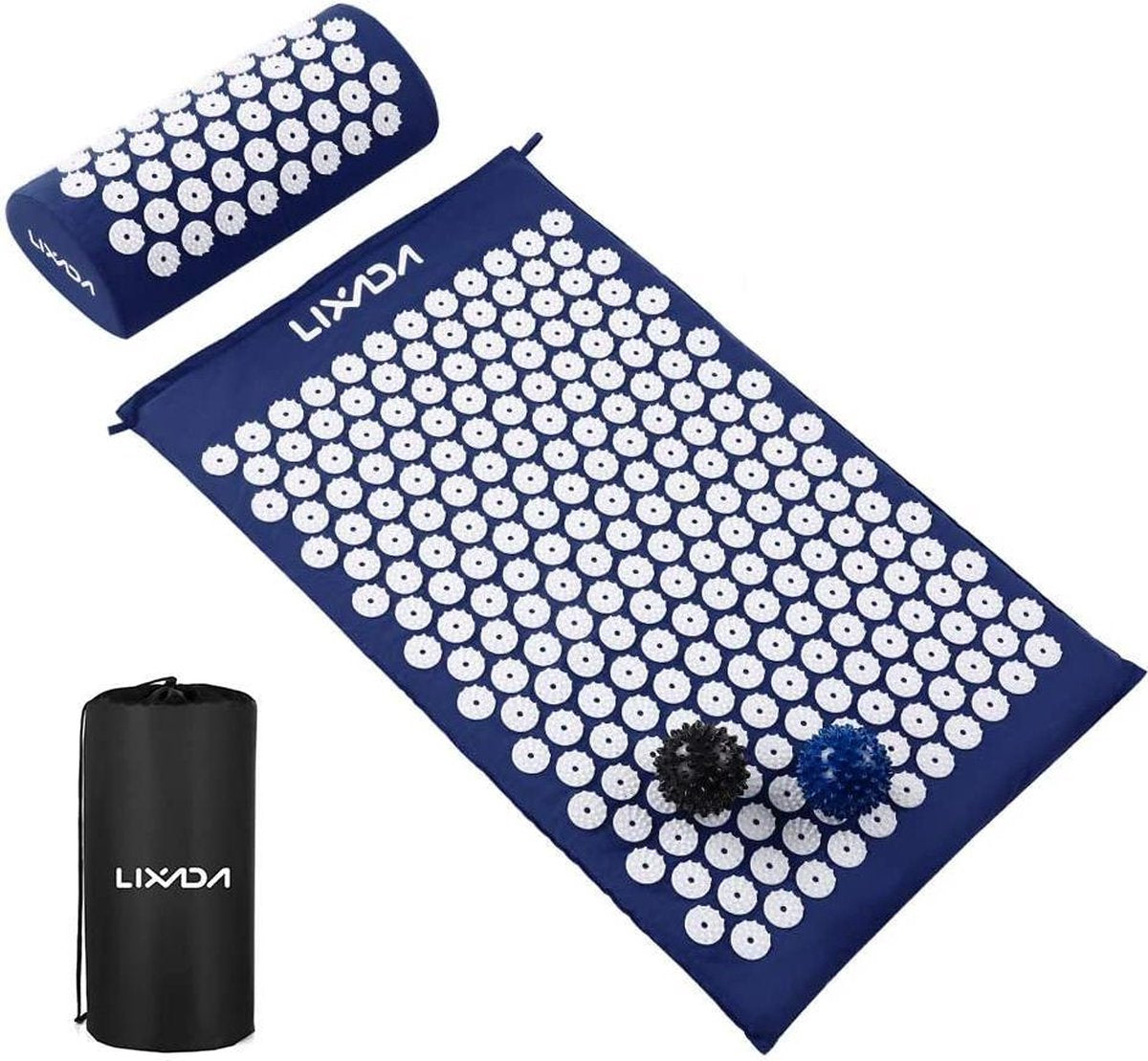 Lixada acupressuur-set acupressuurmat met hoofdkussen en 2 stuks massageballen