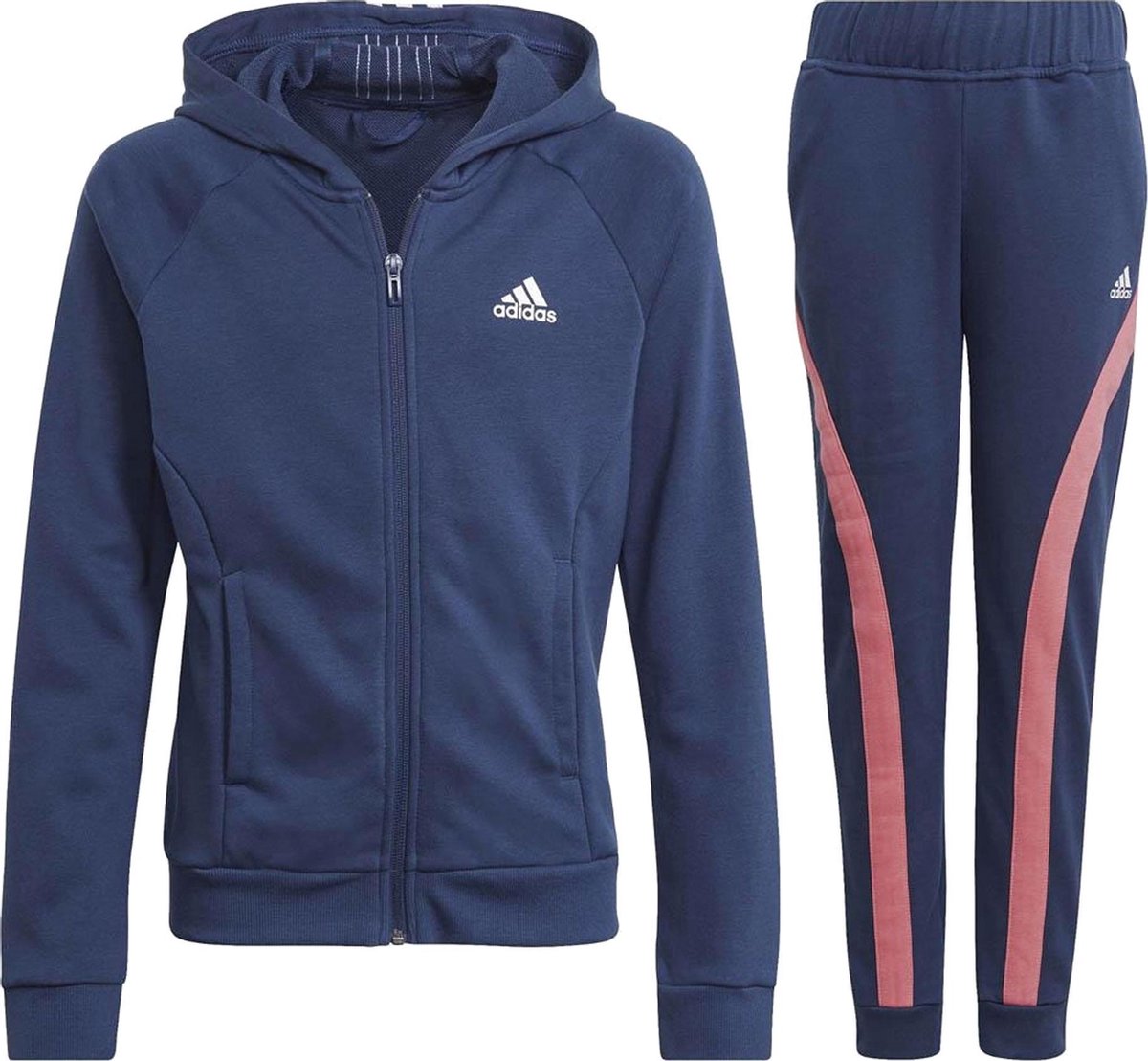 adidas Trainingspak - Maat 128  - Unisex - navy/roze/wit