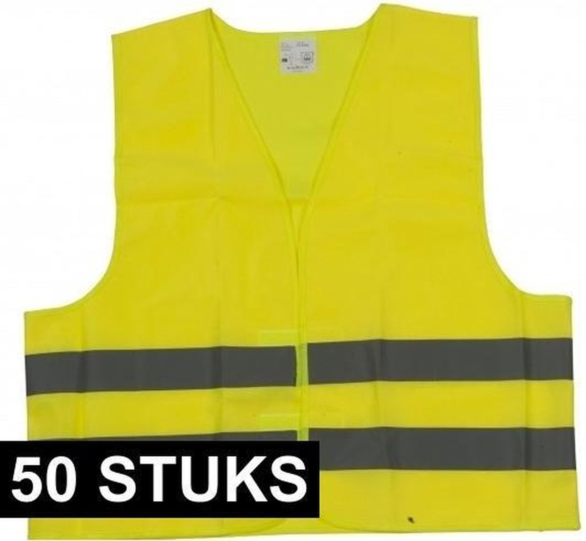 50x Veiligheidsvest geel voor volwassenen - Reflecterende veiligheidsvesten 50 stuks