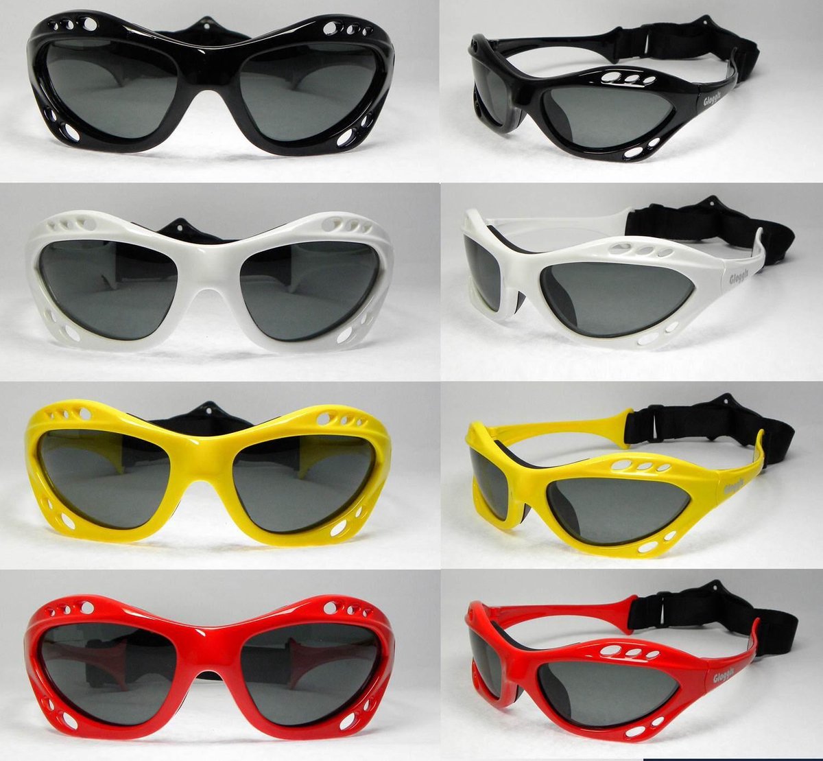Glogglz® Rayz Watersportzonnebril Zwart Polariserend (verstelbaar)