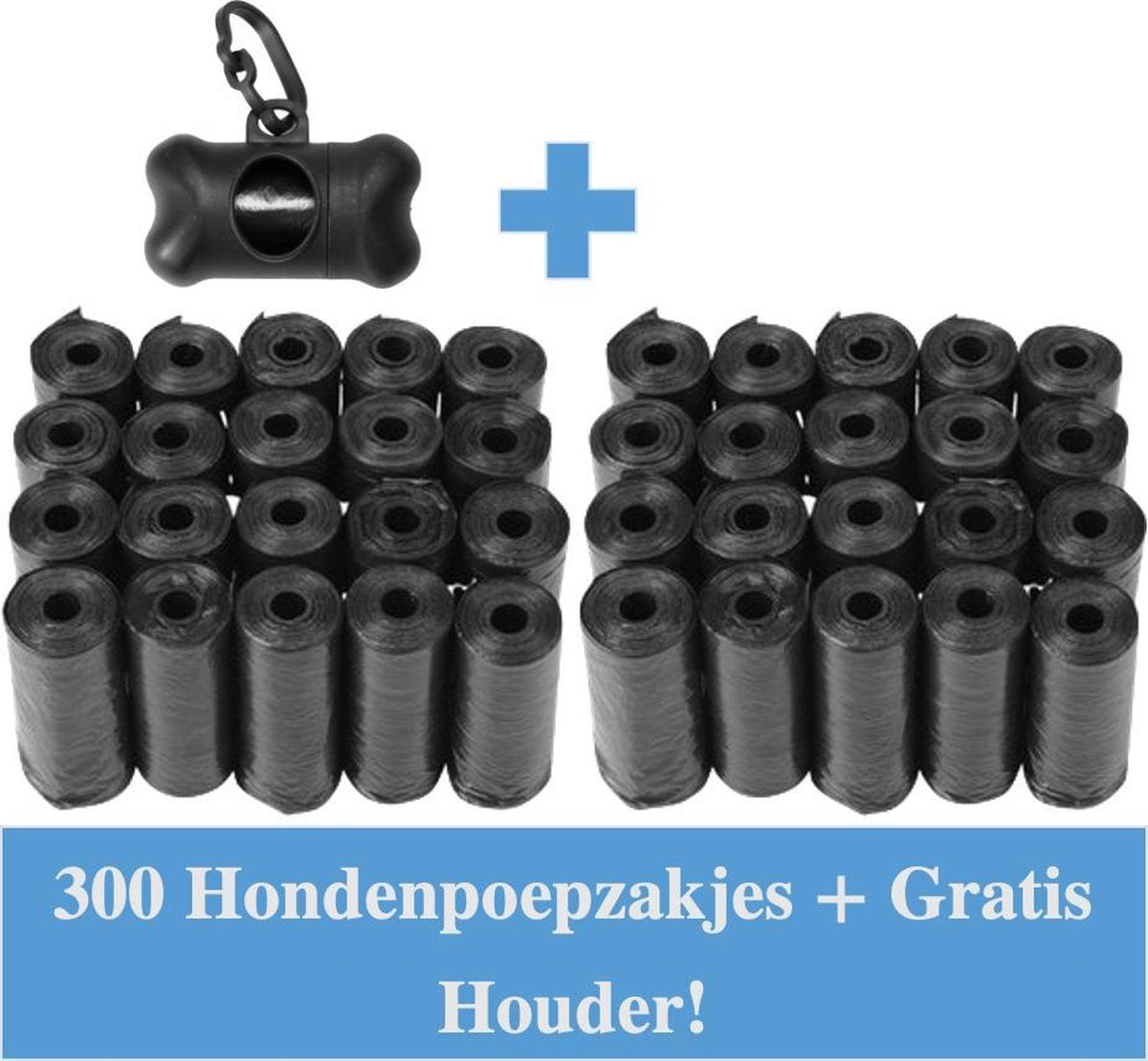 ElegaPet Hondenpoepzakjes Zwart - 300 stuks - Ecologisch - Poepzakjes Hond - 20 rollen - Met 1 Dispenser