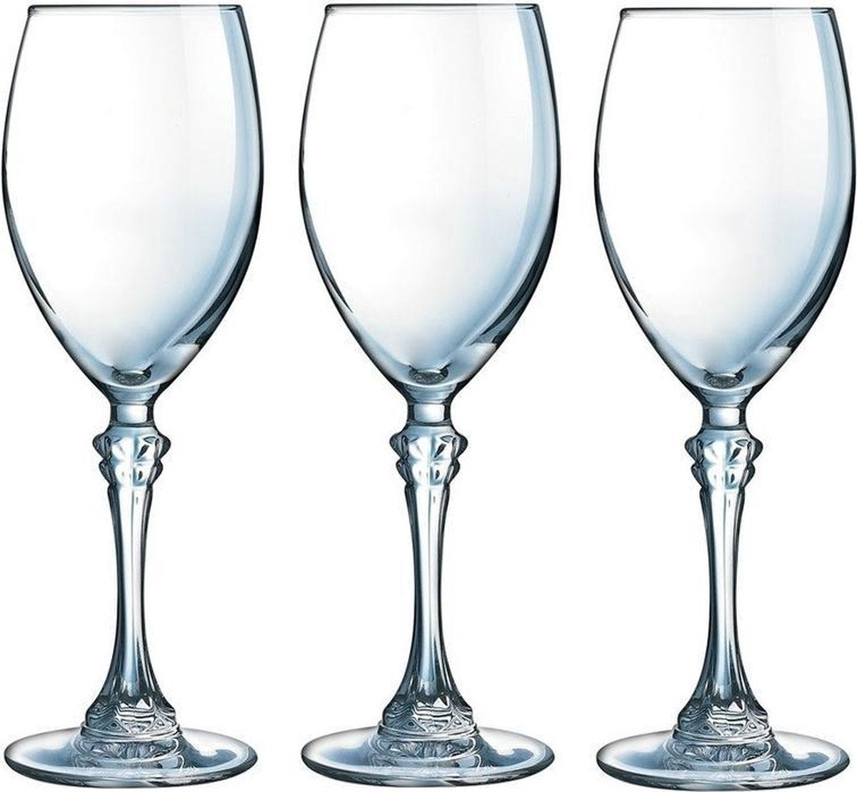 3x Wijnglazen transparant 250 ml  - Wijnglas witte wijn op voet 3 stuks