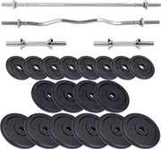 ScSPORTS® Halterset 121 kg - Gietijzer - Complete set incl. verschillende halterstangen en halterschijven - 30 mm -  Gewichten