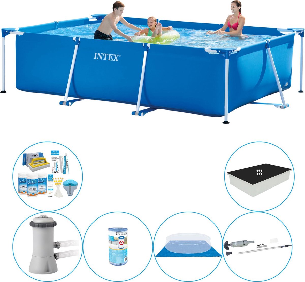 Intex Frame Pool Rechthoekig 300x200x75 cm - Zwembad Combinatie Pakket