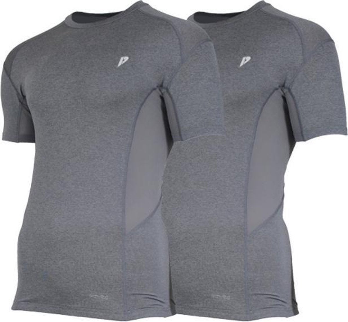 2-Pack Donnay compressie shirt korte mouw - Baselayer - Heren - Maat S - Grijs gemêleerd
