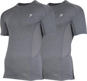 2-Pack Donnay compressie shirt korte mouw - Baselayer - Heren - Maat S - Grijs gemêleerd