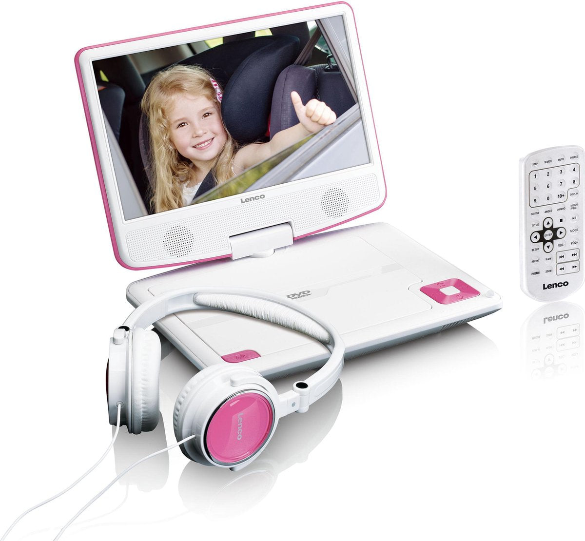 Lenco DVP-910 - Portable DVD-speler met batterij - 9 inch - Roze