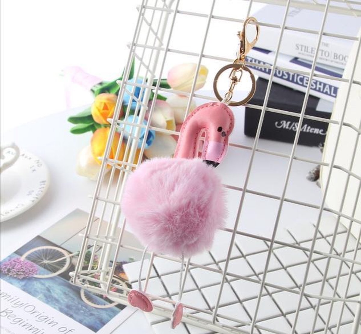 Knuffel Speelgoed Flamingo voor Sleutelhanger - Knuffeldier Flamingo 17 cm