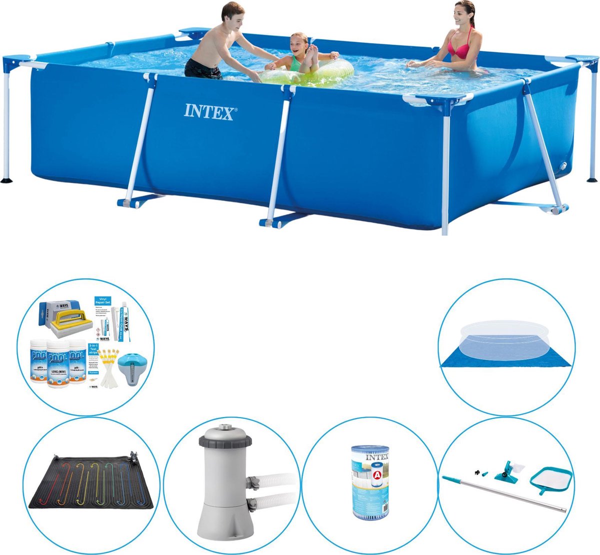 Intex Frame Pool Rechthoekig 300x200x75 cm - 7-delig - Zwembad Pakket