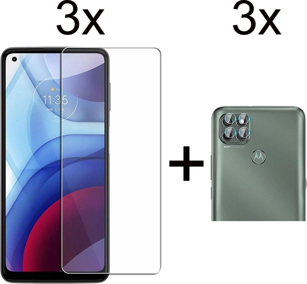 Beschermglas Motorola G9 Power screenprotector 3 stuks - Motorola G9 Power screen protector camera lens - 3 stuks - Motorola G9 Power screenprotector glas