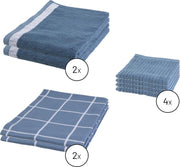Byrklund Set Blauw - 2x Theedoek 50x70cm + 2x Keukendoek 50x50cm + 4x Vaatdoek 30x30cm
