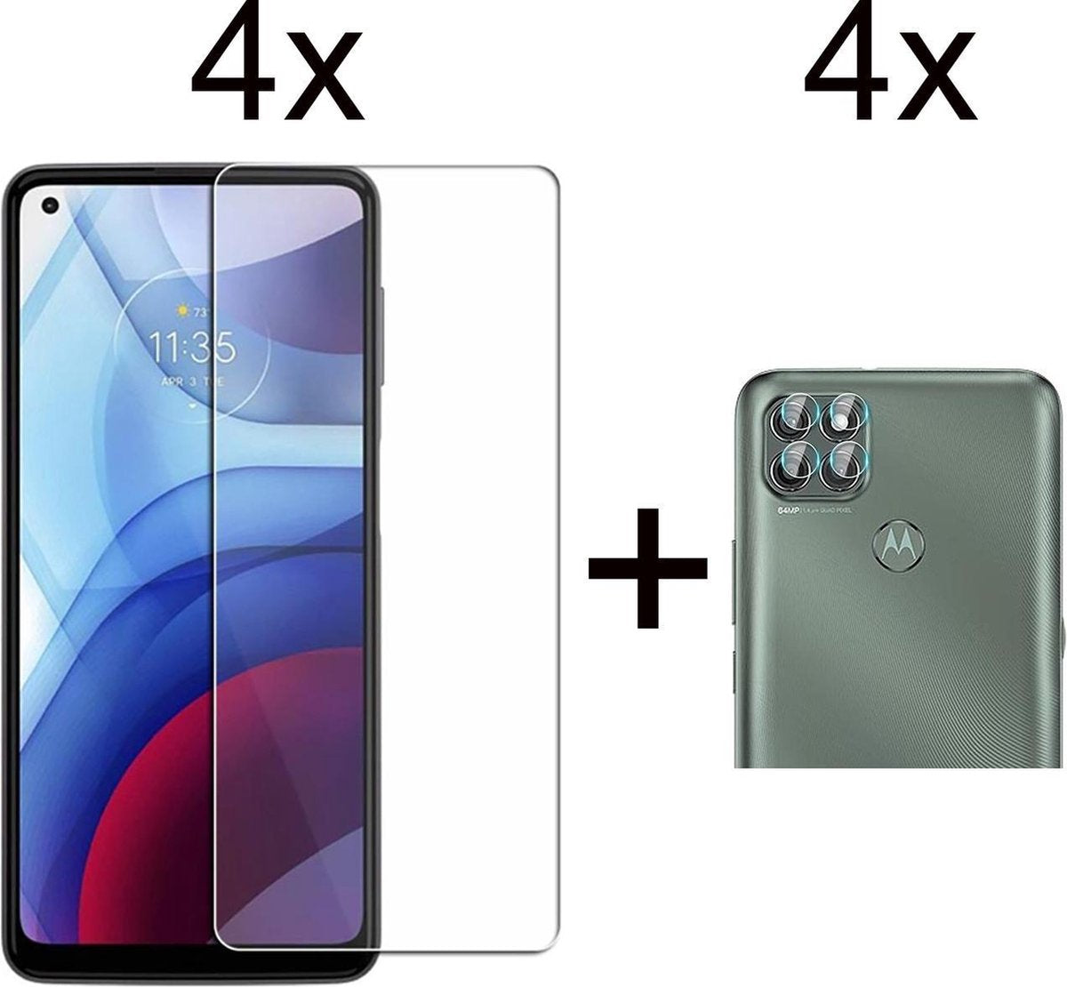 Beschermglas Motorola G9 Power screenprotector 4 stuks - Motorola G9 Power screen protector camera lens - 4 stuks - Motorola G9 Power screenprotector glas