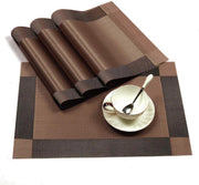 Vitamo™ Duurzame Placemats 4 Stuks - Hittebestendig - Makkelijk schoon - Fijngeweven PVC - 30 x 45cm - Metallic bruin