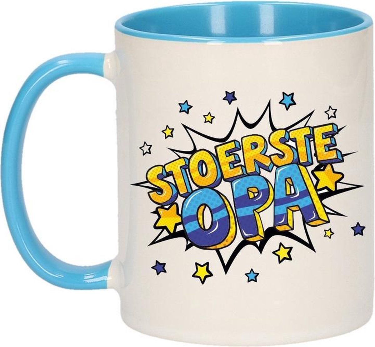 Stoerste opa cadeau mok / beker wit en blauw 300 ml