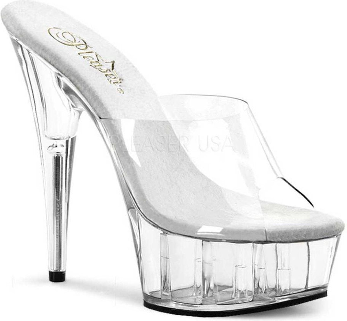 Delight-601 peeptoe pump with pleatform white clear - (EU 41