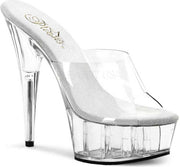 Delight-601 peeptoe pump with pleatform white clear - (EU 41