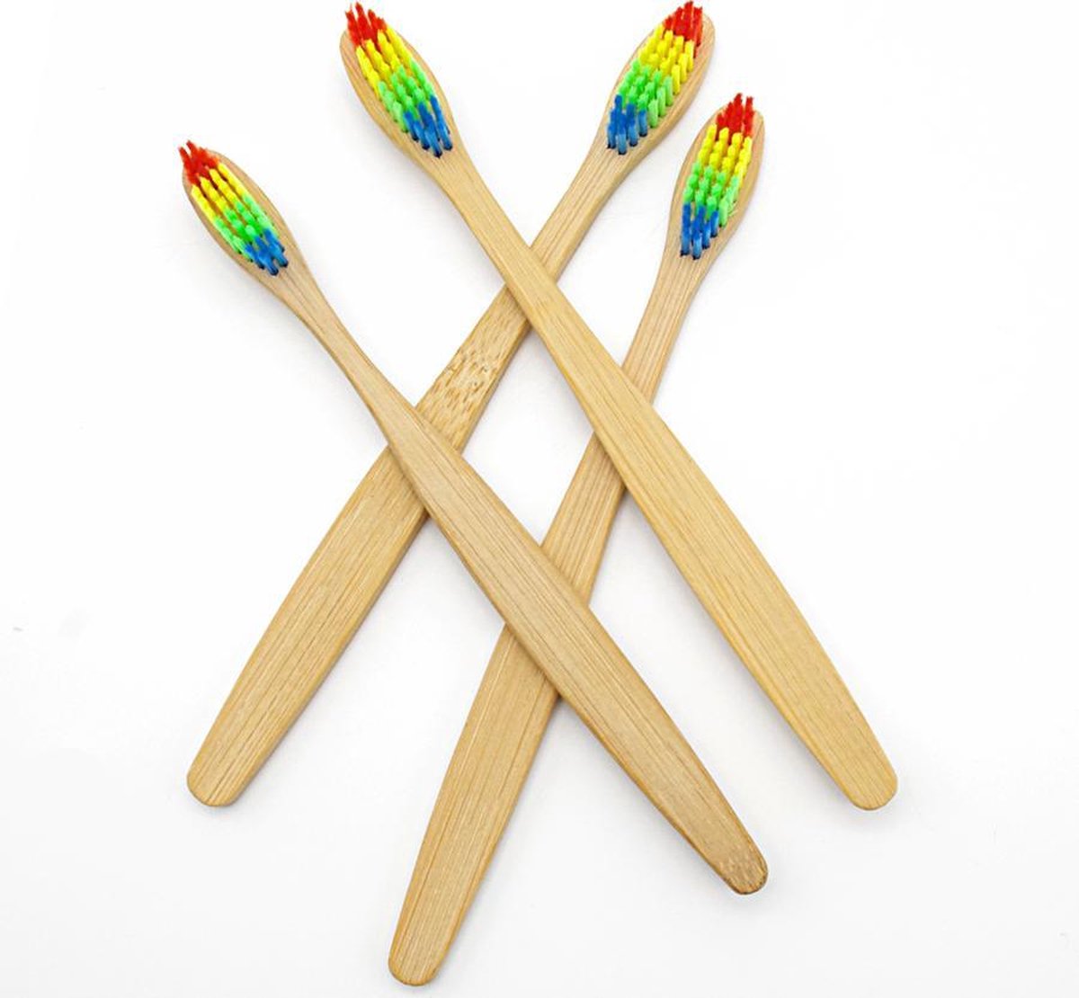 KELERINO. Bamboe Tandenborstel Zacht/medium - 4 stuks - Regenboog