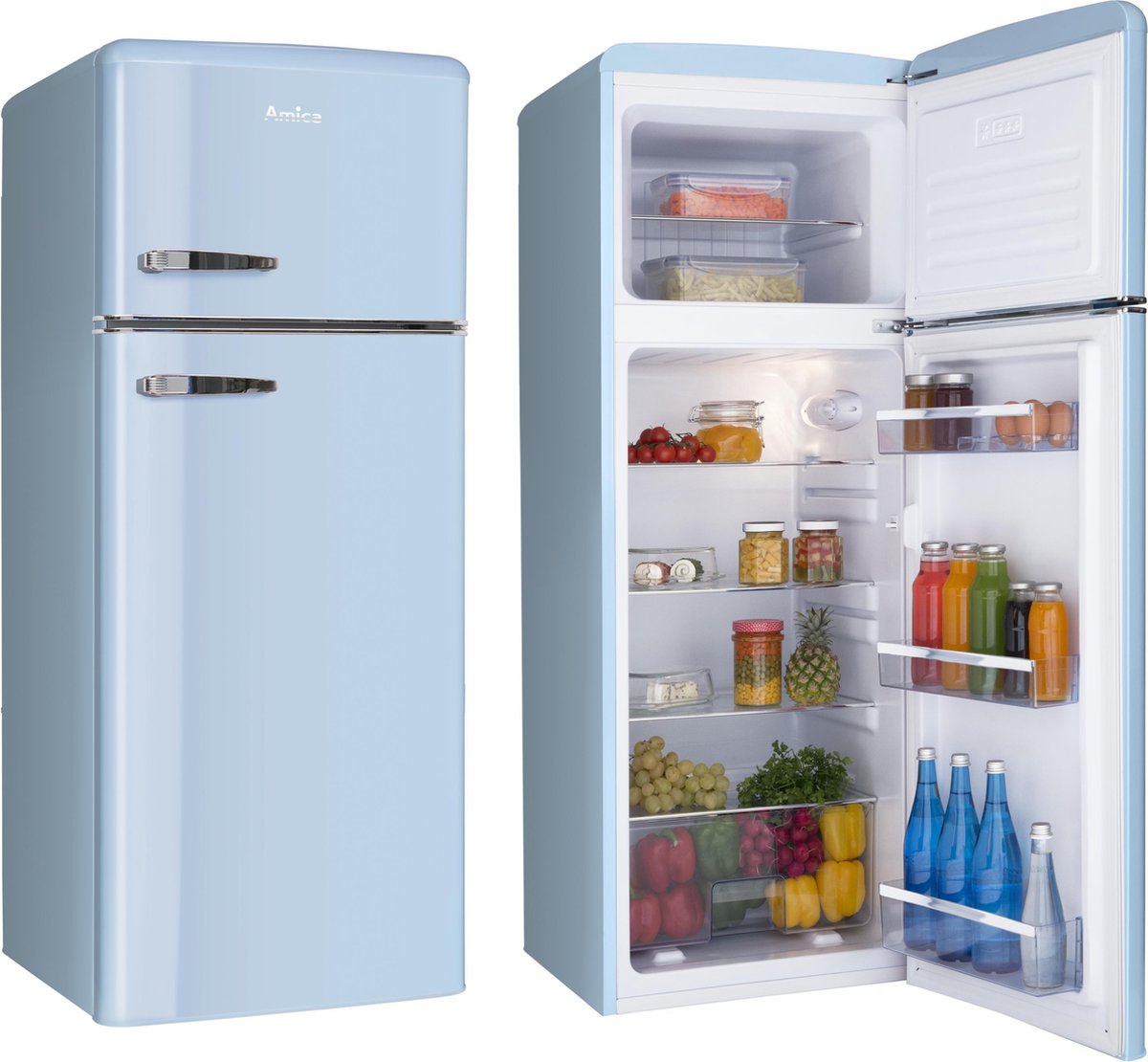 Amica AR7252LB- Retro Koel-Vriescombinatie 4**** - Lichtblauw - 166.5 cm H
