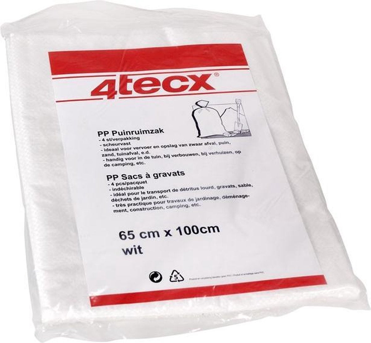 4Tecx Puinzak 65x100cm Pp Geweven (4St)