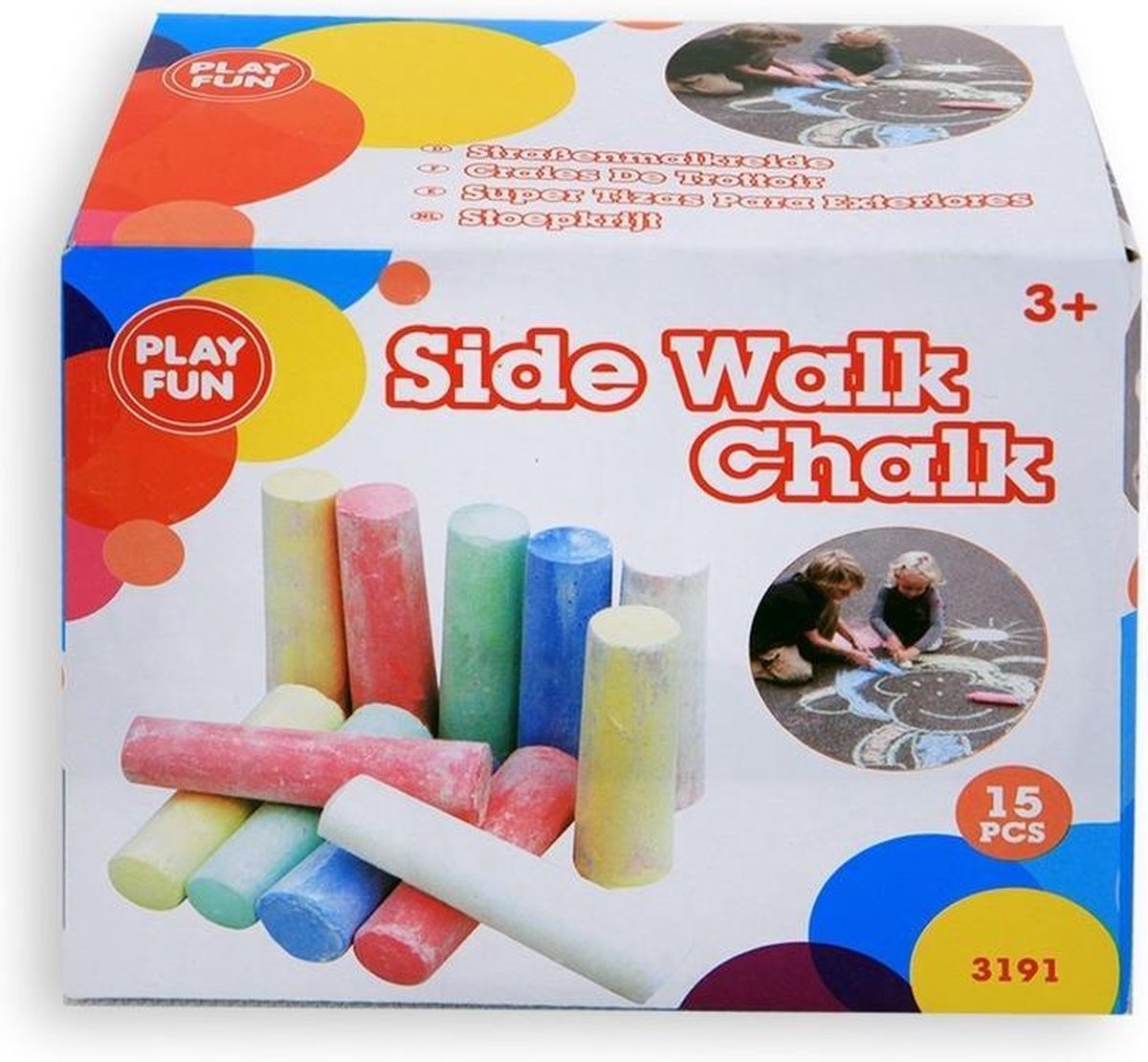 Gekleurd stoepkrijt in doosje - 60 stuks - 10cm