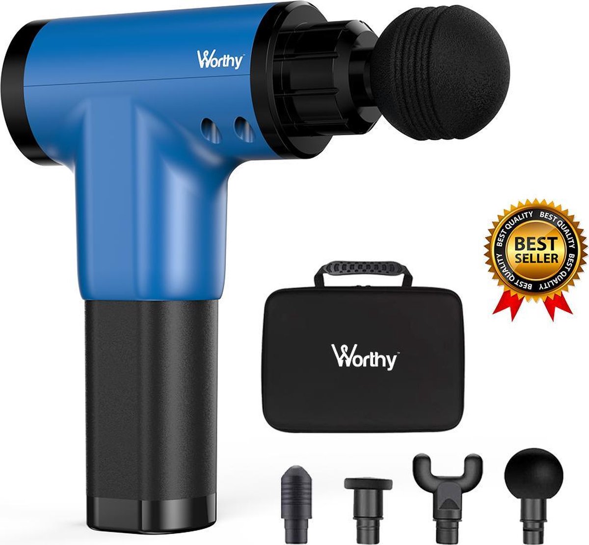 Worthy® - Massage Gun - Blauw - Inclusief koffer