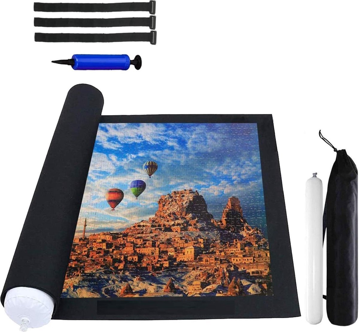 FEDEC Puzzelmat - Oprolbaar - Opbergen - Tot 1500 stukjes - Zwart