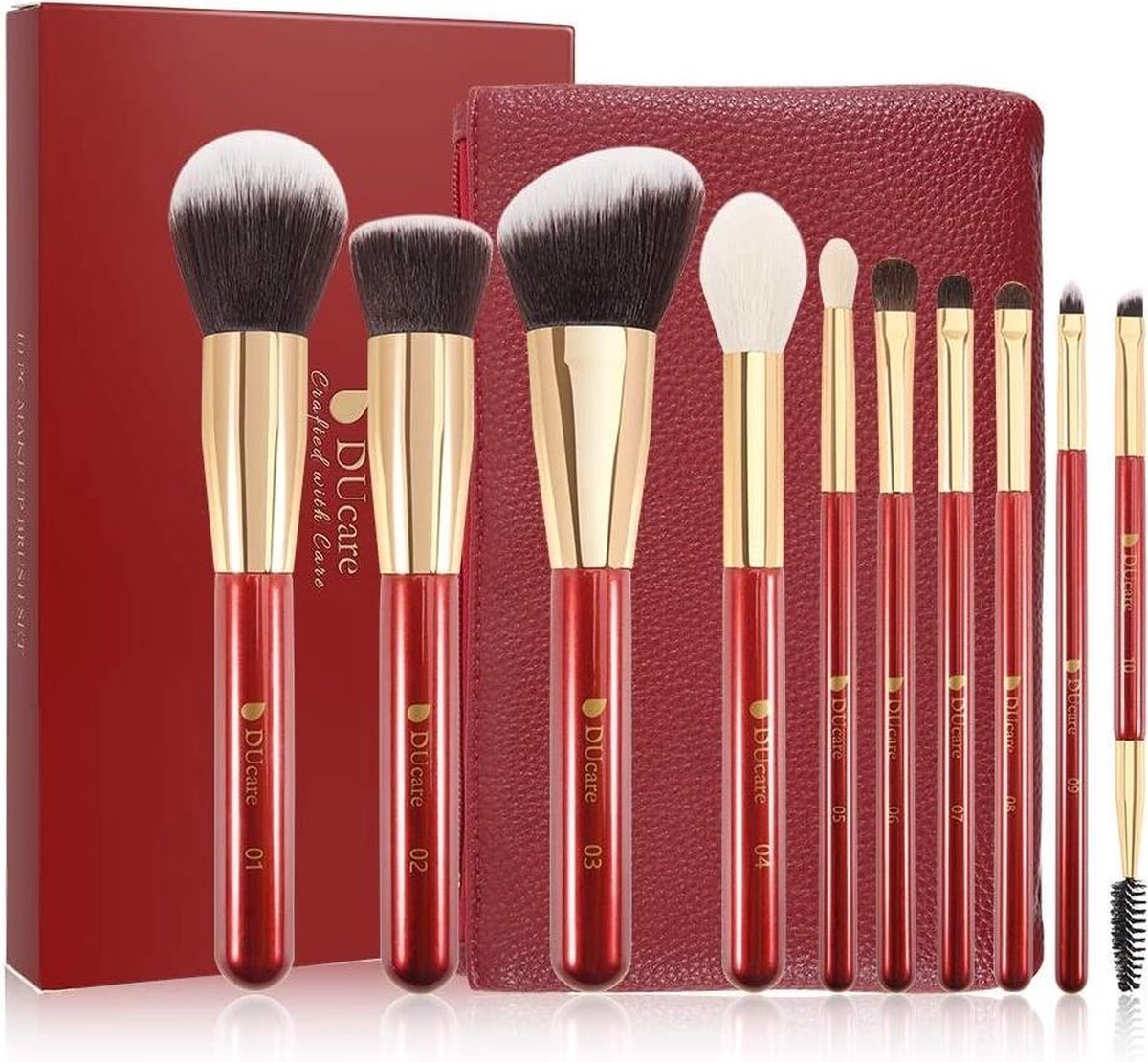 Dermarolling 10-Delige Make Up Kwasten Set Inclusief Gratis Etui DF1041