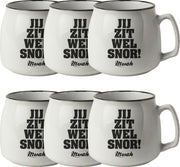 Mok 350ml "Jij zit wel snor" - set 6 stuks