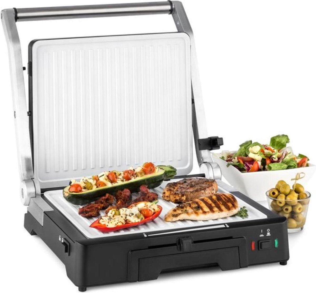Klarstein Burgermeister 3-in-1 - contactgrill tafelgrill paninimaker 2000W - geribbelde grillplaat van 27